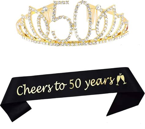 50th Birthday Sash And Tiara For Women 50 Fabulous Birthday