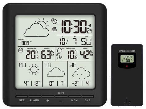 infactory Hygrometer WLAN Funk Wetterstation mit Außensensor LCD