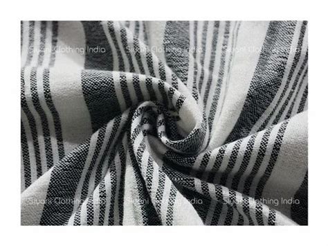 White With Black Stripes Hand Woven Khadi Fabric Khadi Cotton Fabric