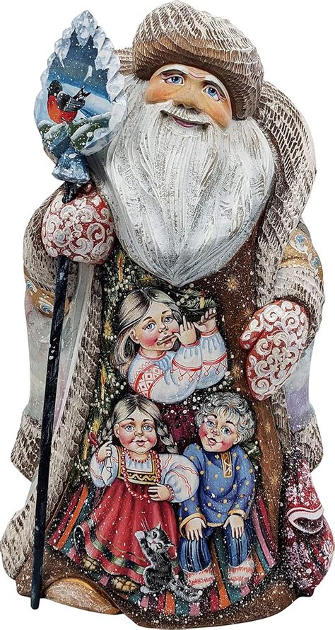 Amazon Needzo Hand Carved Hand Painted Wooden Santa Claus Large