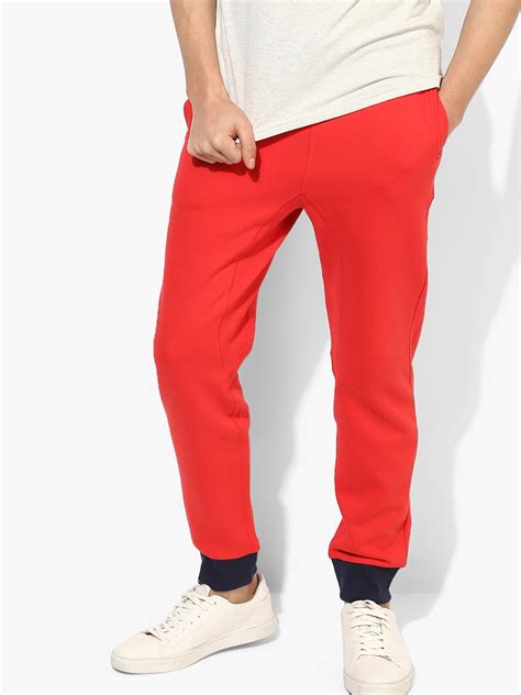 Buy Red Solid Joggers Track Pants For Men 7680899 Myntra