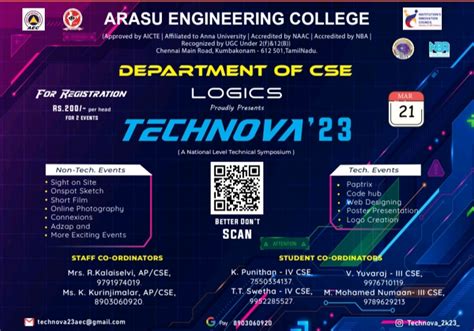 TECHNOVA 23 Arasu Engineering College Technical Symposium Kumbakonam