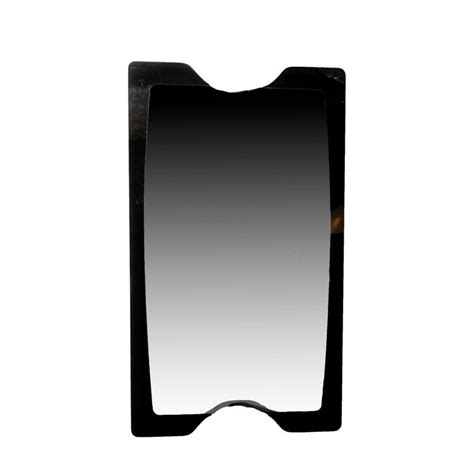 Unusual Black Glass Surround Mirror With Brass Details At 1stdibs