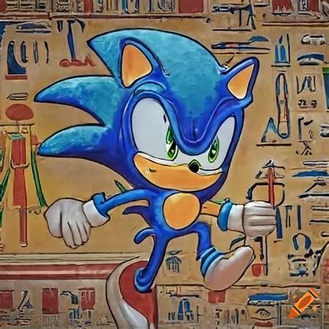 Sonic On An Ancient Egyptian Mural On Craiyon