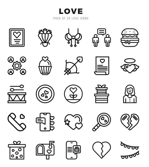 Conjunto De Iconos De Amor Ilustración Vectorial Vector Premium