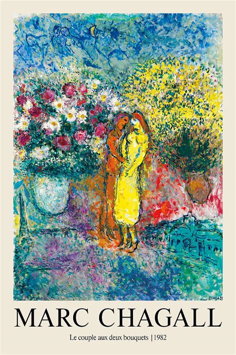 Le Couple Aux Deux Bouquets 1982 1 Painting By Marc Chagall Fine Art