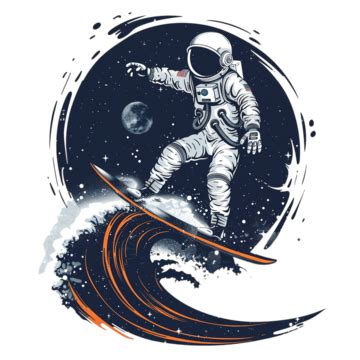 Design De Camiseta Surfando No Espaço Sideral Astronauta Surfando