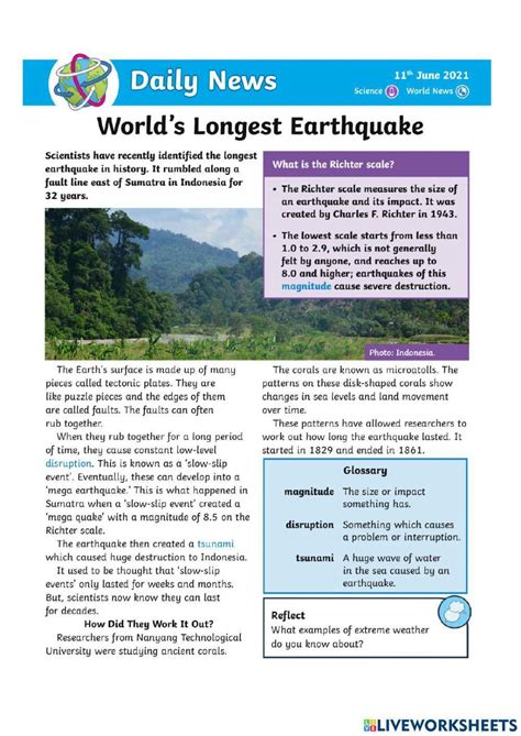 Earthquake Online Activity Live Worksheets