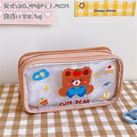 Jual Kotak Pensil Bening In Motif Bear Bunny Lucu Kp Shopee