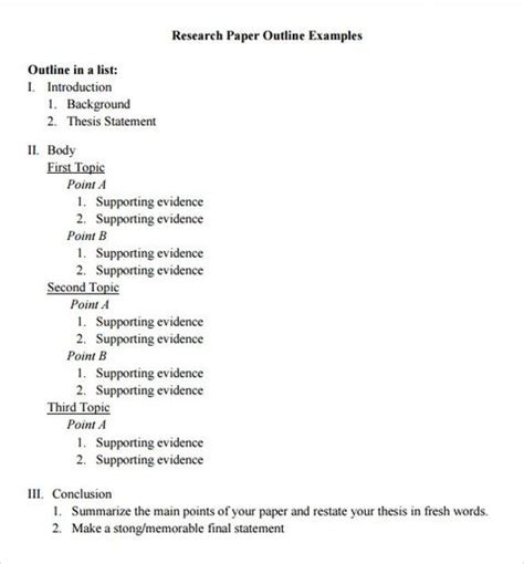 Free 8 Sample Research Paper Outline Templates In Pdf Research Paper