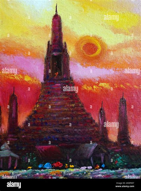 Art Painting Oil Color Wat Arun Temple Of Dawn Stock Photo Alamy