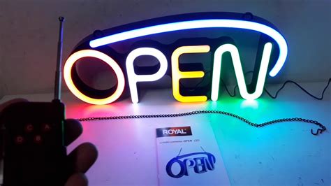 Anuncio Luminoso Led Con Letrero Open Multicolor Con Control Remoto