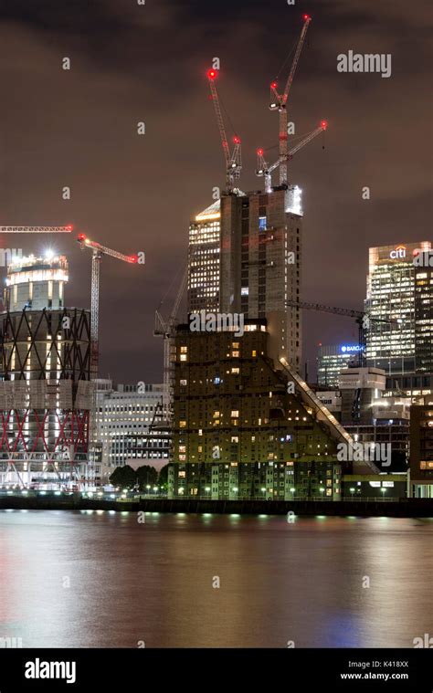 Canary Wharf skyline at night, London UK Stock Photo - Alamy