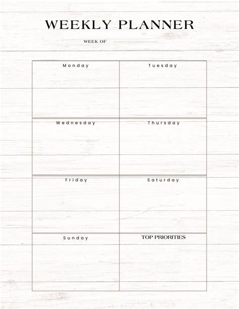 Weekly Planner Digital Printable Weekly Planner With Fillable Fields