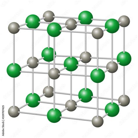 Sodium chloride, NaCl crystal structure with sodium in gray and ...