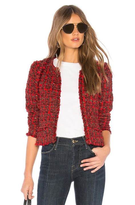 IRO Iro Red Disco Cropped Tweed Jacket Size 6 S In 2020 Tweed