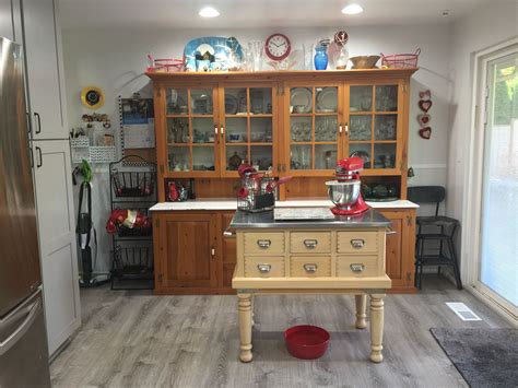 Baking Station And Beautiful Natural Wood Buffet Old Fashioned High