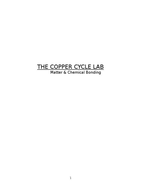 The Copper Cycle Lab Pdf Chemical Reactions Hydroxide