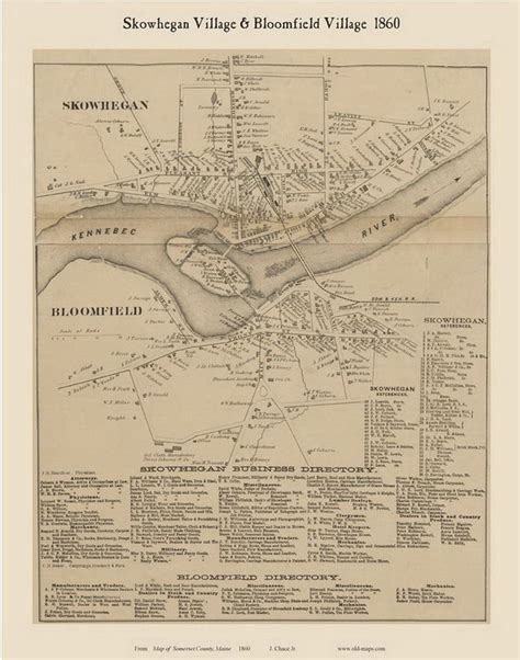 Skowhegan Village Old Town Map With Homeowner Names Maine