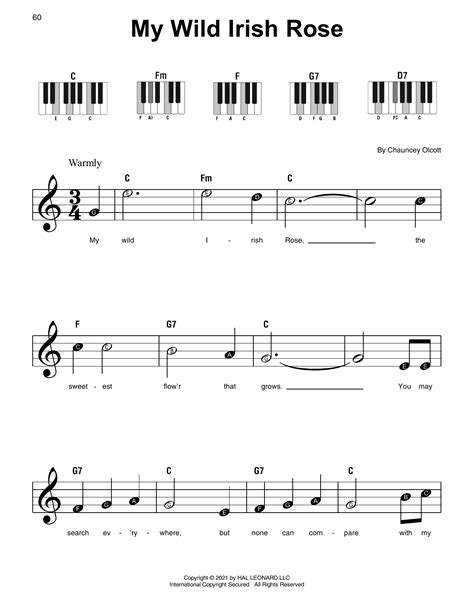 Chauncey Olcott My Wild Irish Rose Sheet Music Notes Artofit