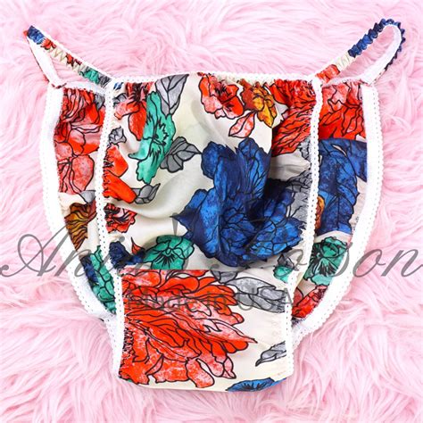 Anias Poison Mens Panties S XXL Floral Watercolor Print Black Polyester String Bikini