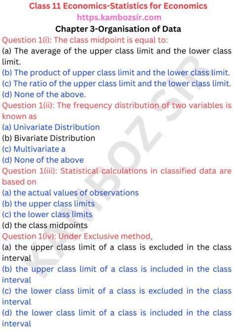 Class Economics Chapter Organisation Of Data Solution Kamboz Sir