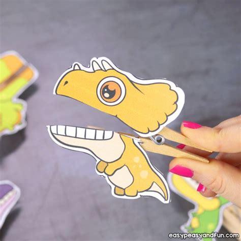 Dinosaurs Clothespin Puppets Printable Paper Craft Fun Crafts For