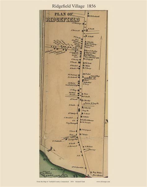 Ridgefield Village 1856 Old Town Map With Homeowner Names Etsy