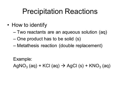 Precipitation Reaction Examples