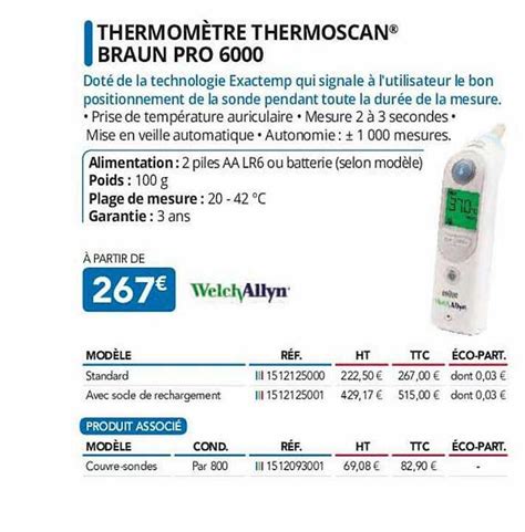 Promo Thermomètre Thermoscan Braun Pro 6000 chez Distri Club Médical