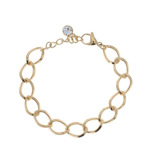 Bracelet En Acier Dor Cha Ne Grosse Maille Cha Nette R Glable Avec