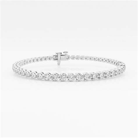 2 Ctw Round Lab Grown Diamond Three Prong Tennis Bracelet 7 Inches