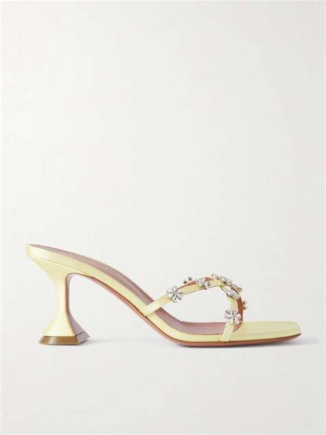 Amina Muaddi Lily Crystal Embellished Satin Mules REVERSIBLE