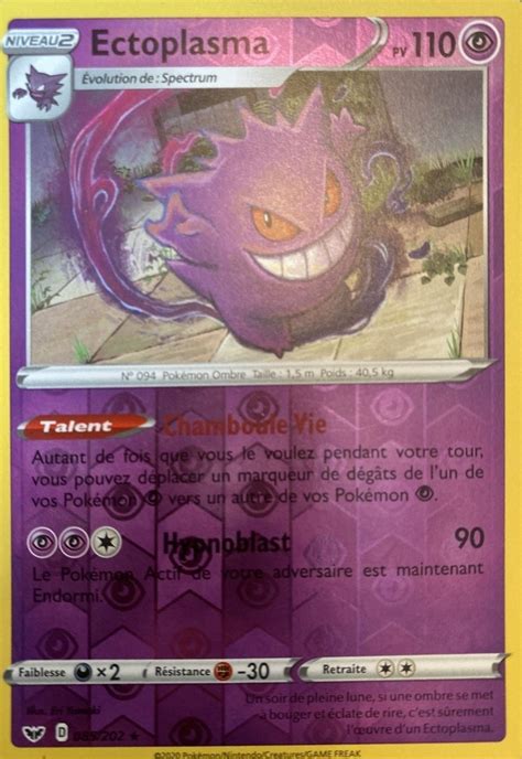 Ectoplasma Reverse carte Pokémon 85 202 Épée et Bouclier