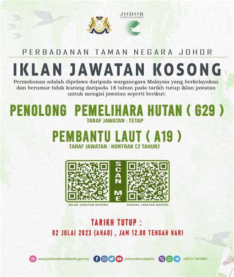 Iklan Jawatan Perbadanan Taman Negara Johor Jobs Hub