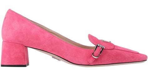 Prada Leather Loafers In Fuchsia Pink Lyst