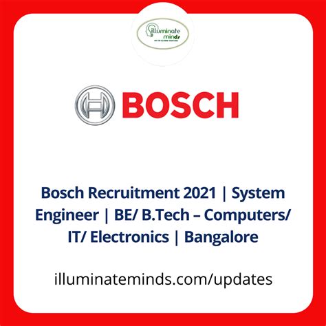 Bosch Recruitment System Engineer Be B Tech Computers It