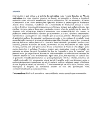 História Da Matemática Como Recurso Didáctico Para O Ensino Da Matemátia Pdf