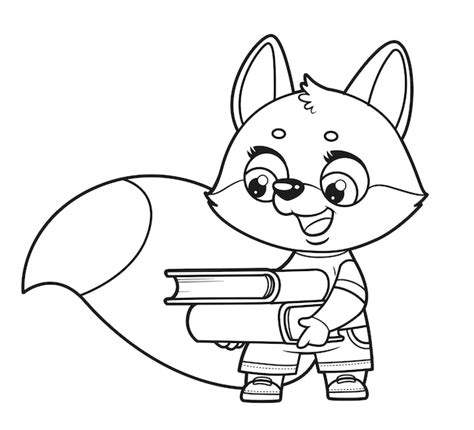 Renard De Dessin Anim Mignon Tenir Une Pile De Livres D Crite Pour La