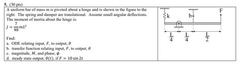 Solved F 5 30 Pts A Uniform Bar Of Mass M Is Pivoted Chegg