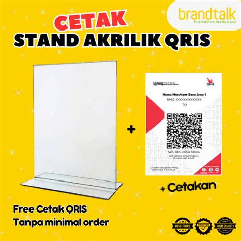 Jual Stand Akrilik QRIS Pembayaran Frame QRIS Akrilik Payment Ukuran