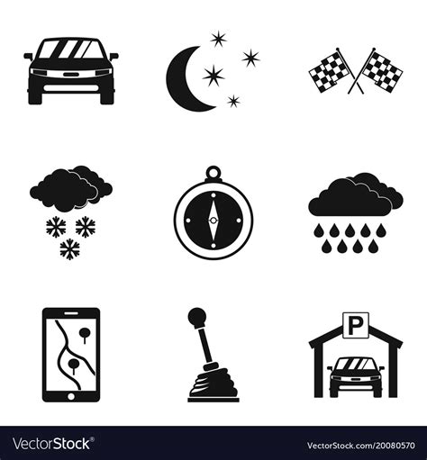 Drive icons set simple style Royalty Free Vector Image