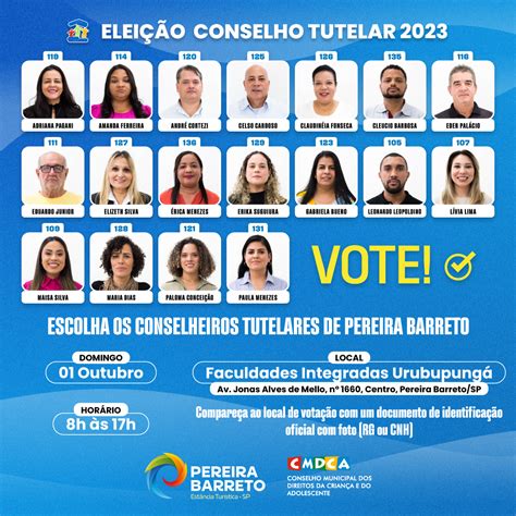 Eleição do Conselho Tutelar de Pereira Barreto terá 18 candidatos que