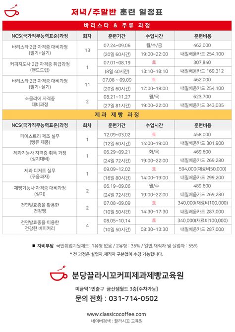 2023년 5월 6월 7월 8월 개강시간표 안내 야간주말 끌라시꼬교육원