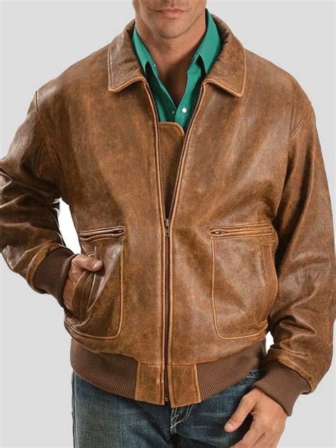 Mens Distressed Brown Leather Jacket