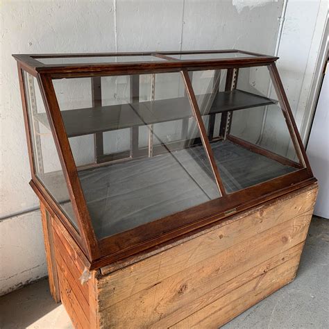 Antique One Tier Wooden Tabletop Store Display Cabinet By Waddell