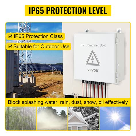 Vevor Pv Combiner Box 6 String Solar Combiner Box With 15a Rated Current Fuse 125a Circuit