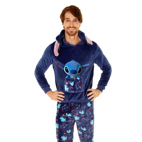 Set Pijama Juvenil Hombre Con Peluche Manga Larga Stitch Disney DelSol