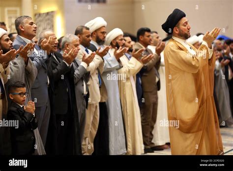 Ammar Al Hakim Leader Of The Hikma Current Leads Prayers For The Muslim Festival Of Eid Al