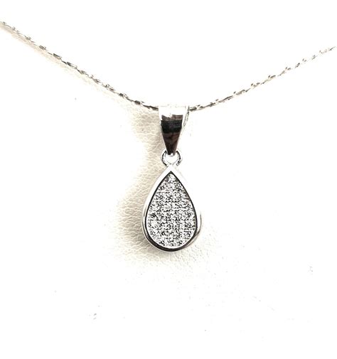 Silver Teardrop Necklace Sparkly Women Necklace Elegant